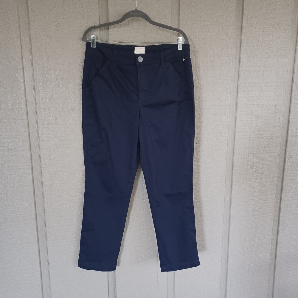 Caslon Cropped Chino Pants Size 12 Cotton Blend Women Color Navy